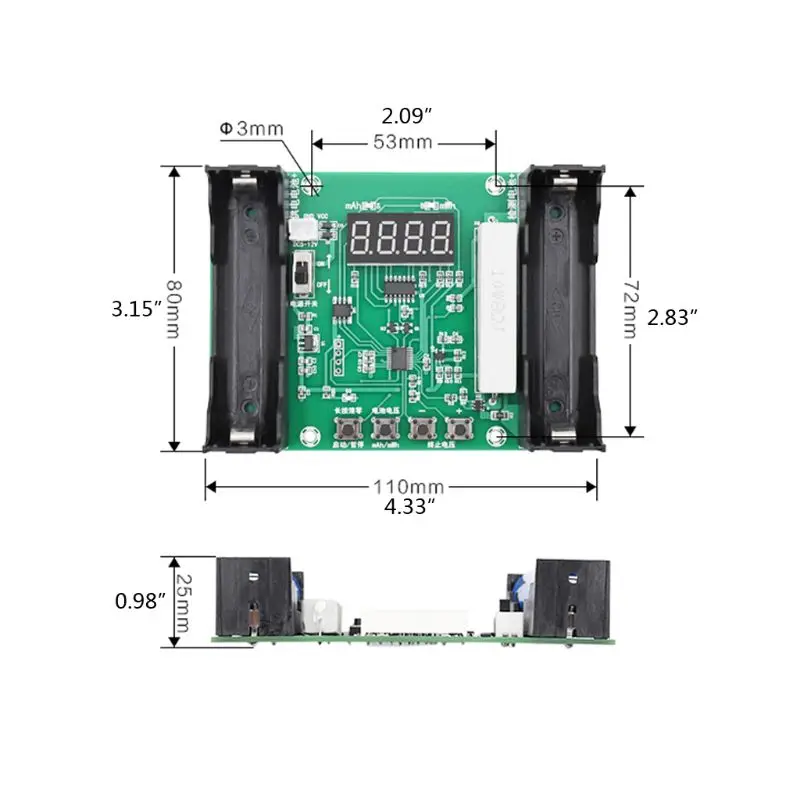 

XH-M240 18650 Lithium Battery Capacity Tester Meter mAh mWh Digital Discharge Electronic Load Battery Monitor