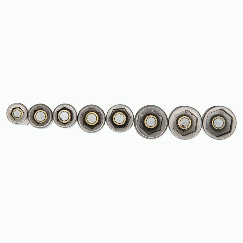 

8pcs Set Hexagon Magnetic Ring Nut Driver Socket Metric Impact Drill Bit 6mm To 13mm Power Tool Accessories Toolbox Professional