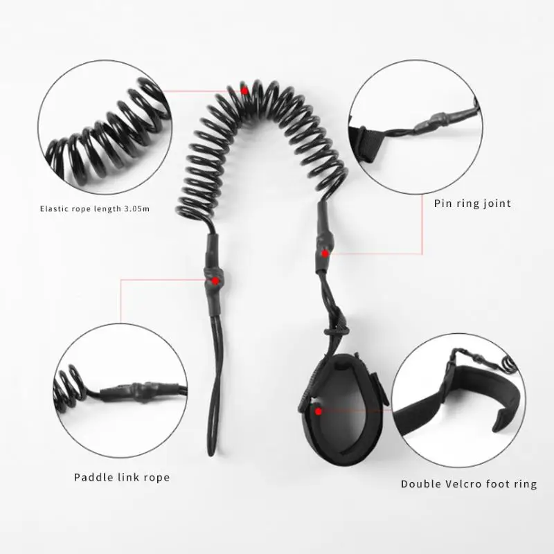 10ft Surfboard Traction Rope Ankle Leash Surfing Coiled Stand UP TPU Paddle Board Foot Leg Raft | Спорт и развлечения