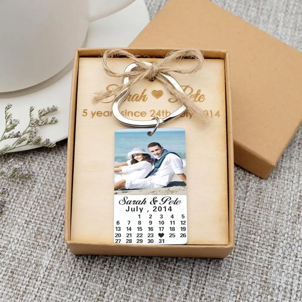 Персонализированный Календарь брелок пара брелков с фотографией Юбилей подарок