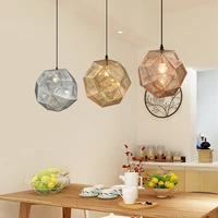 modern fashion led pendant lights european style creativity stainless steel metal geometric art pendant lamps for living room