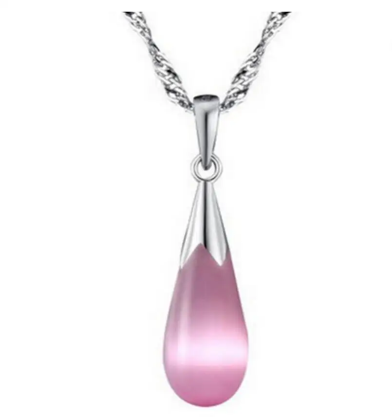 Симпатичный натуральный розовый опал нефрит 925 пробы серебро ожерелье с