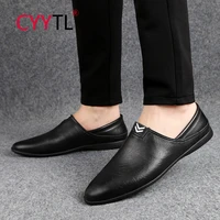 cyytl business mens formal shoes slip on soft leather loafers dress male driving walking flats lazy casual work moccasins