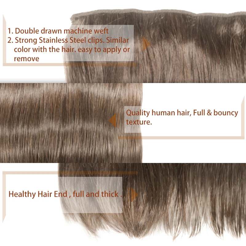 Зажим в Одна деталь 10 дюймов и 5 зажимов прямые бразильские человеческие волосы