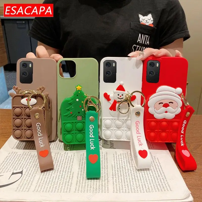 

Рождественский силиконовый чехол для телефона с изображением снеговика для Oneplus 9 8 7 Pro, рельефный бумажник с ремешком для One plus LE2113, чехол для...