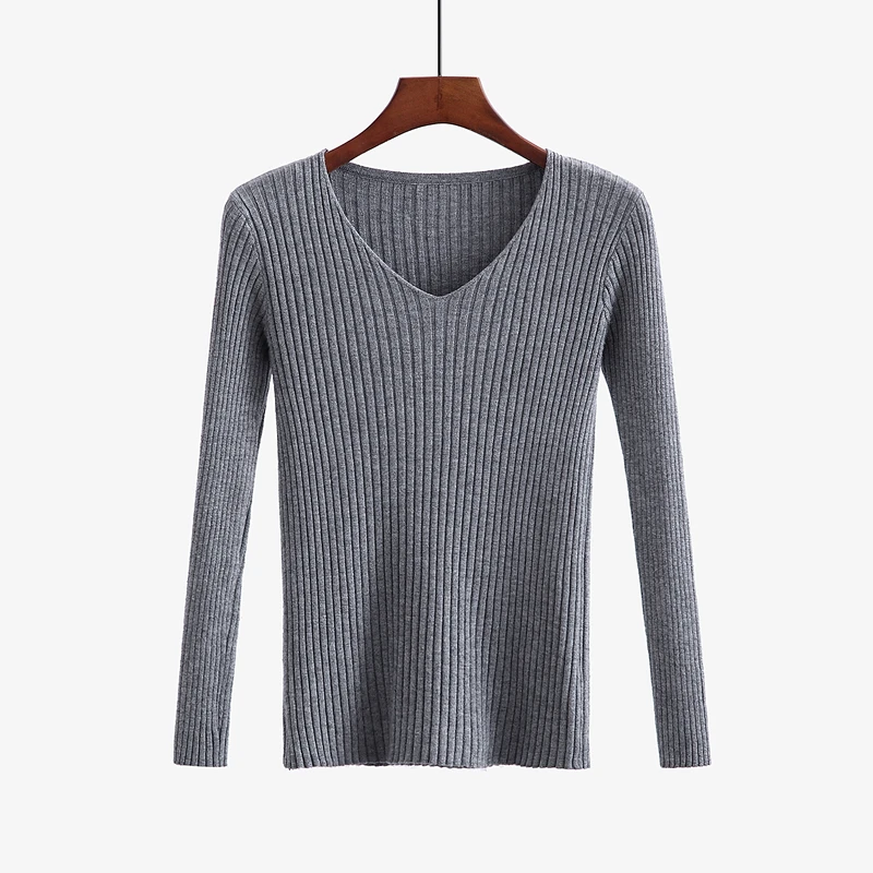 

Autumn New Slim-Fit Long Sleeve Chicken Hearts V-neck Base Knitwear Korean Style Versatile Pullover Cropped Sweater Women's