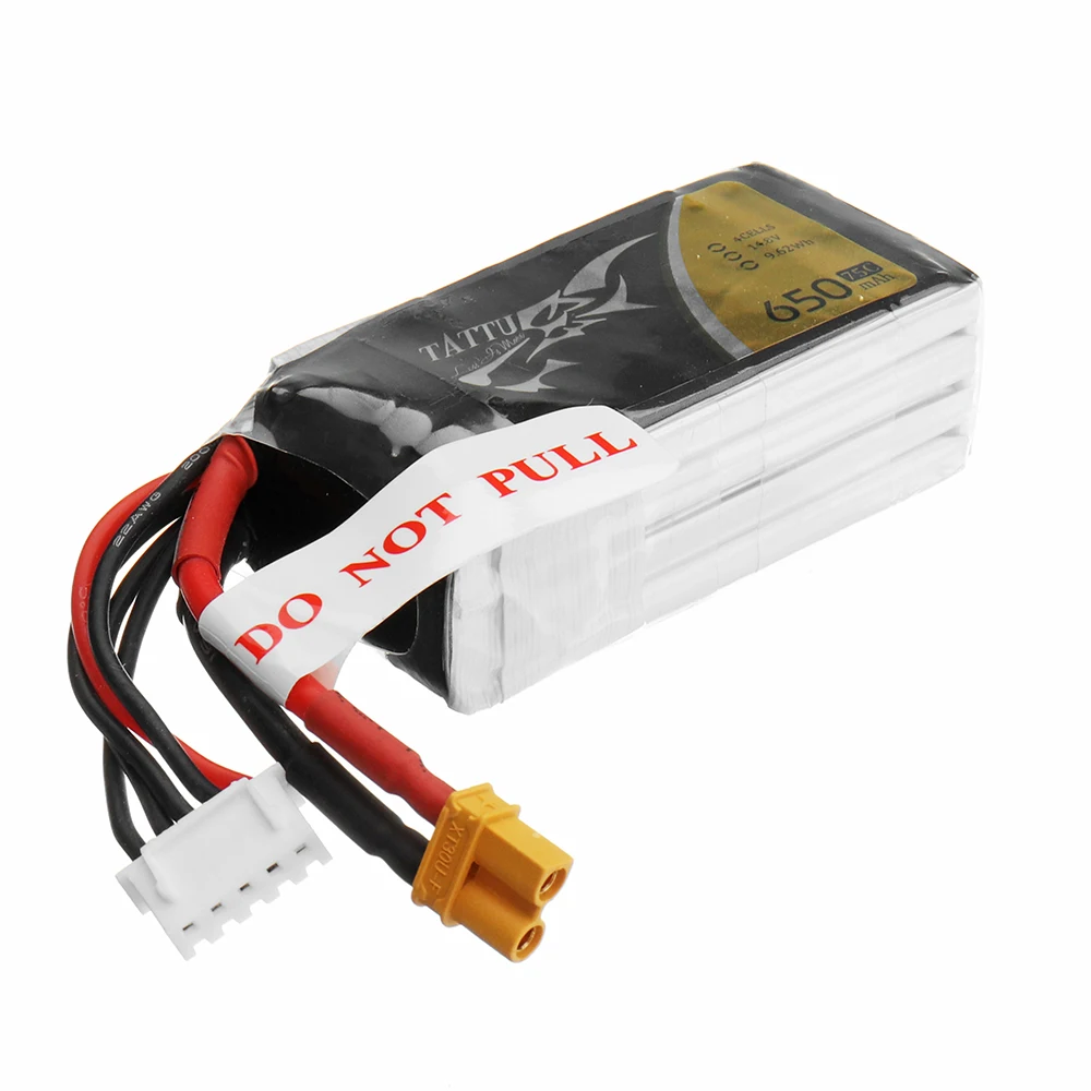 4 шт. Gens Tattu 14 8 V 650mAh 75C 4S1P Lipo батарея с разъемом XT30 для RC FPV Quadcopter Airplane Helicopter Drone |