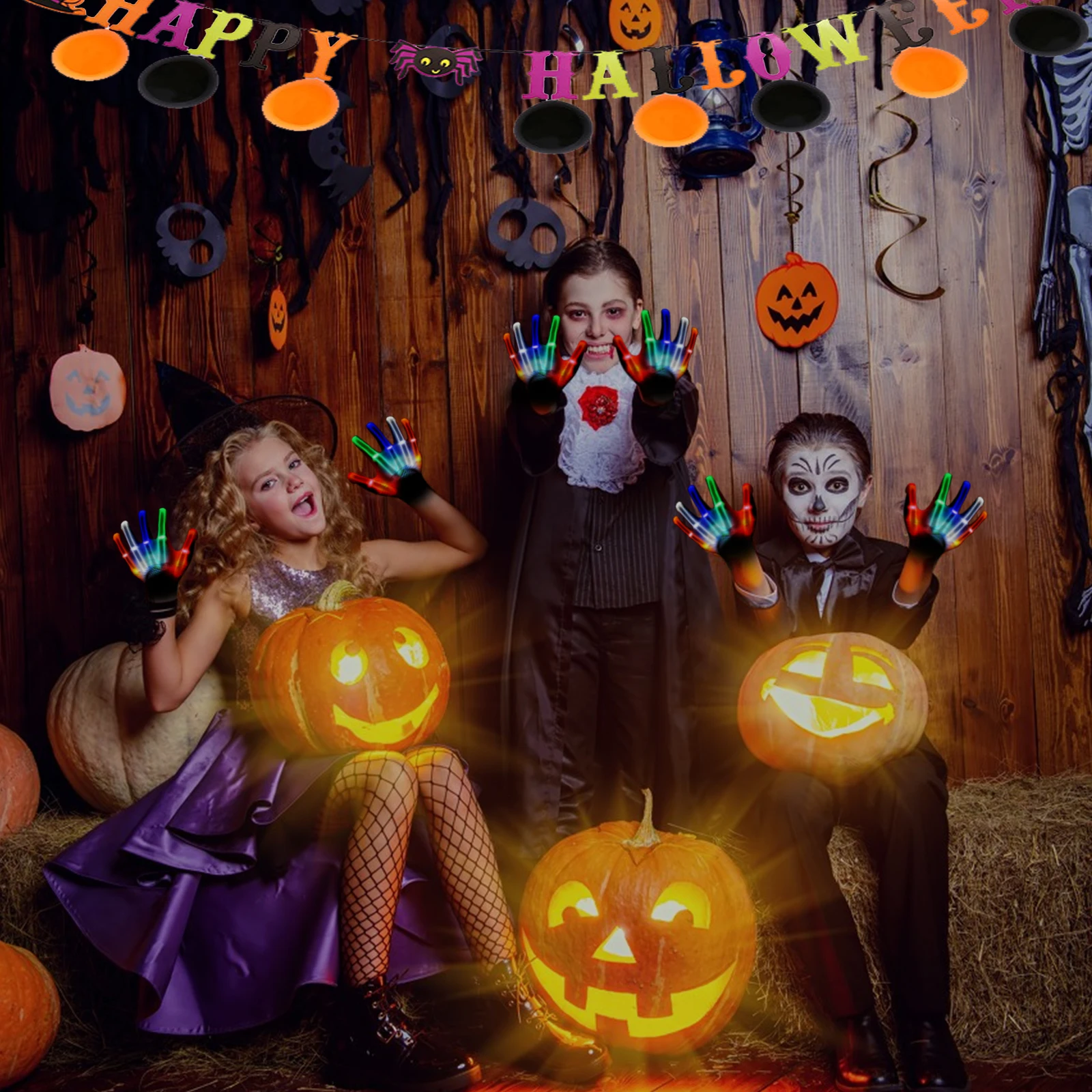 Светодиодные перчатки светящиеся неоновые реквизит для светильник ринки на