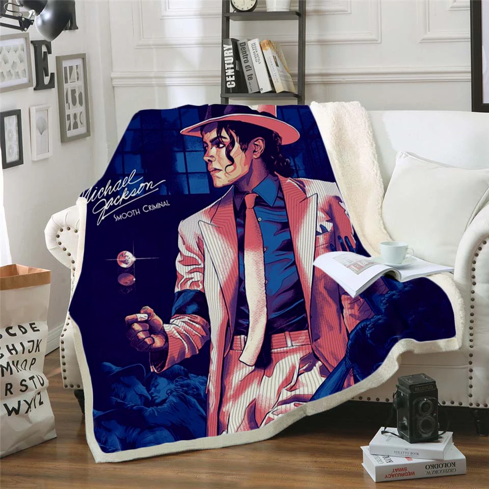 

Michael Jackson 3d printed fleece blanket for Beds Hiking Picnic Thick Quilt Fashionable Bedspread Sherpa Throw Blanket style-5