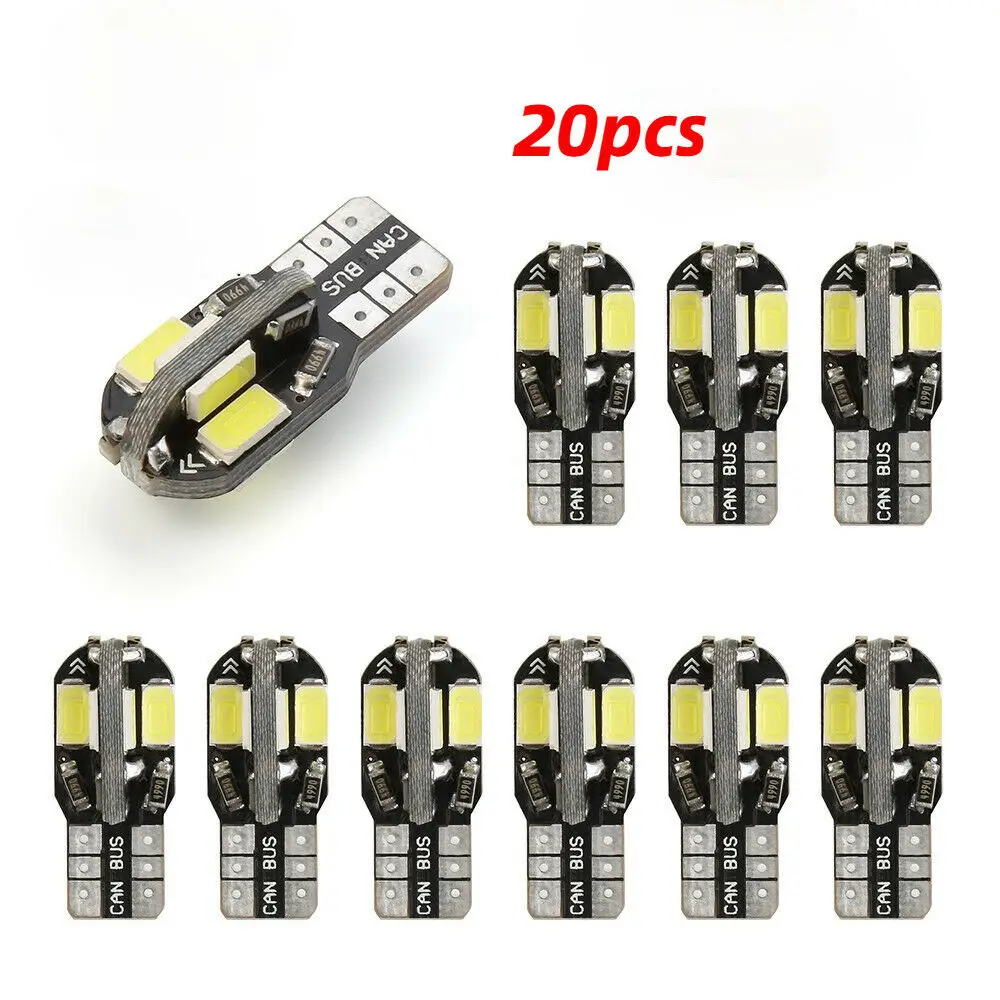 

20pcs White LED Canbus T10 5730 8SMD Clearance Lights Interior Dome Map License Reading Light Bulb 12V Car Accessories