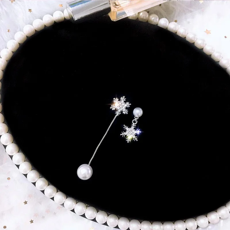 Мода Снежинка длинные серьги с кисточками для женщин искусственный жемчуг