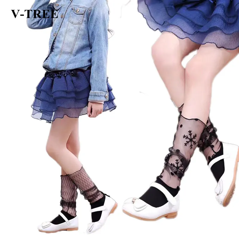 

Носки для девочек, кружевные чулки для девочек, сетчатые носки до колена для девочек, Школьные носки, детские чулки