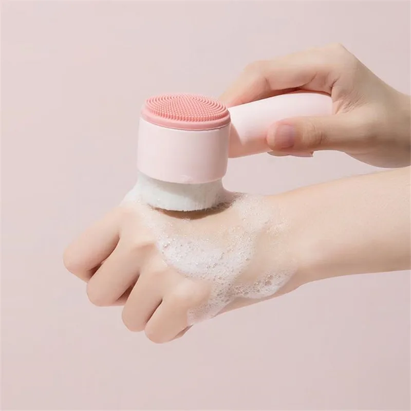 

Portable Double Side Silicone Facial Cleanser Brush Soft Hair Face Massage Washing Brush Blackhead Remover Skin Care Tools Set