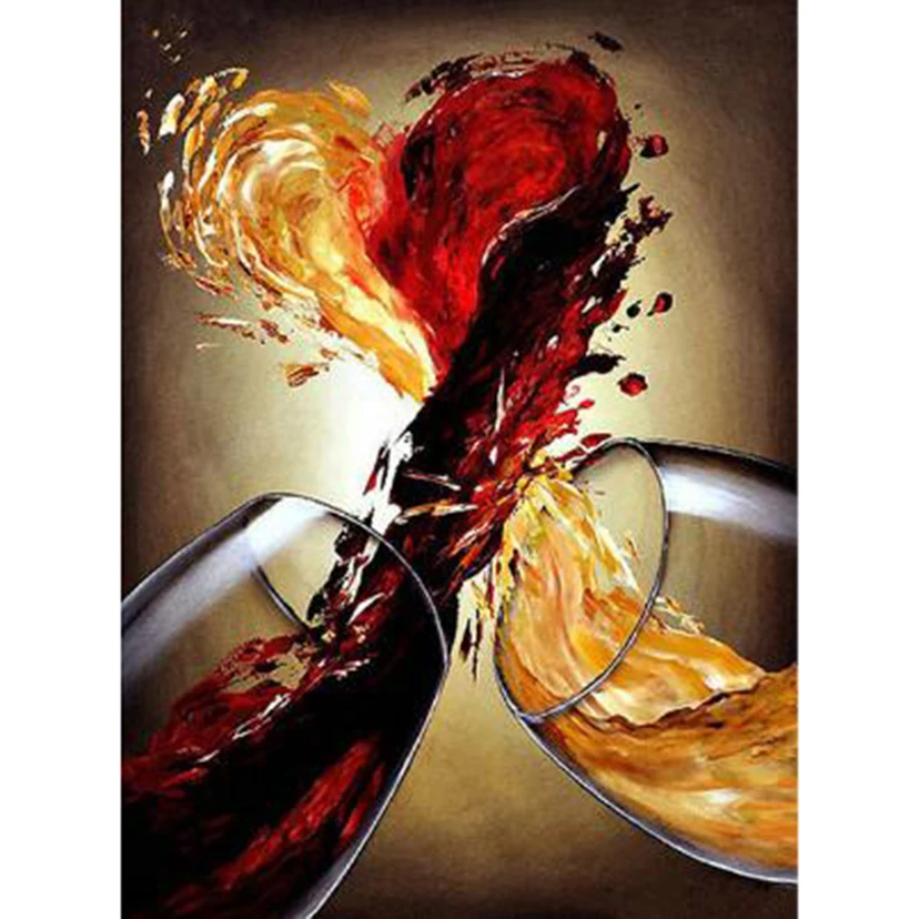 

Diamond Painting 5D DIY Square/Round Diamond Landscape Painting Wine Glass Collision Beauty Picture Cross Stitch Decor Art TX862
