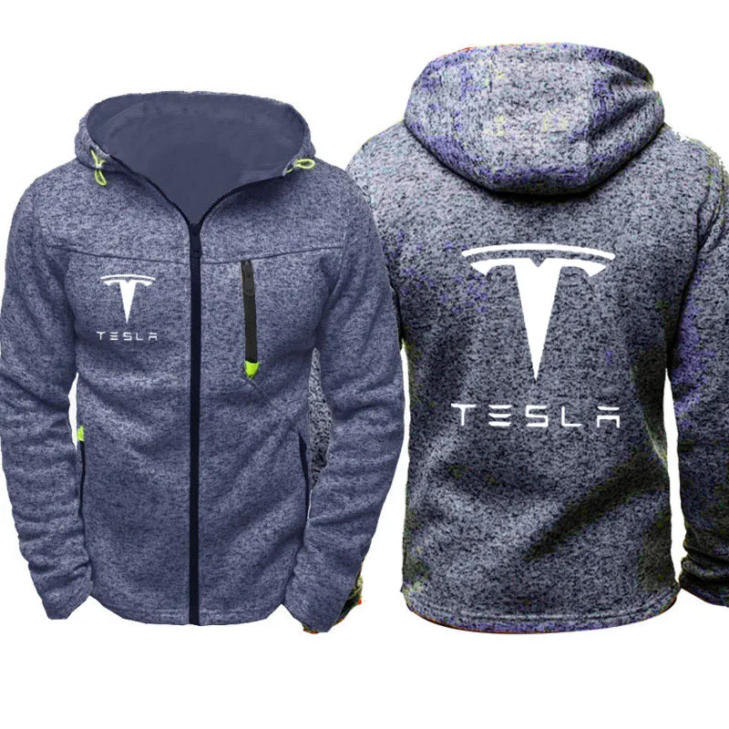 

2021 Hoodies Men Tesla Car Logo Print Casual Harajuku Long Sleeve Hooded Sweatshirts Mens zipper Jacket Man Hoody Clothing