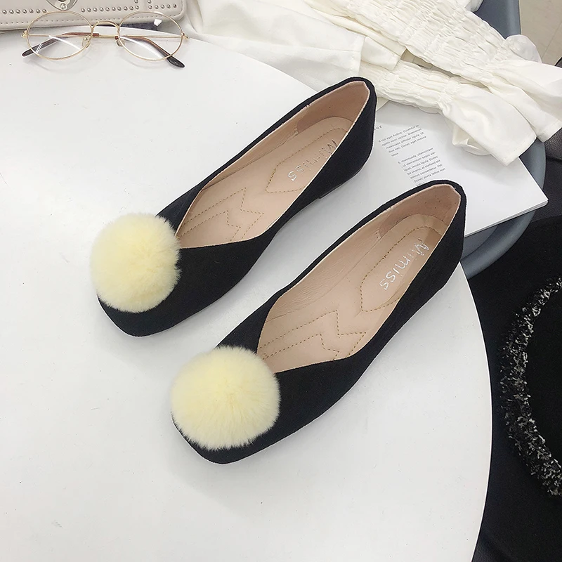 

2020 помпонами из меха и с украшением в виде бабочки поступления Женские туфли-лодочки обувь с круглым носком; Туфли-лодочки с бантом без заст...