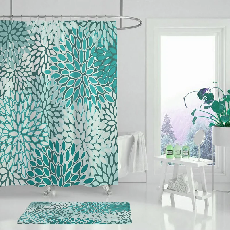 Занавеска для душа водонепроницаемая тканевая шторка из полиэстера ванной