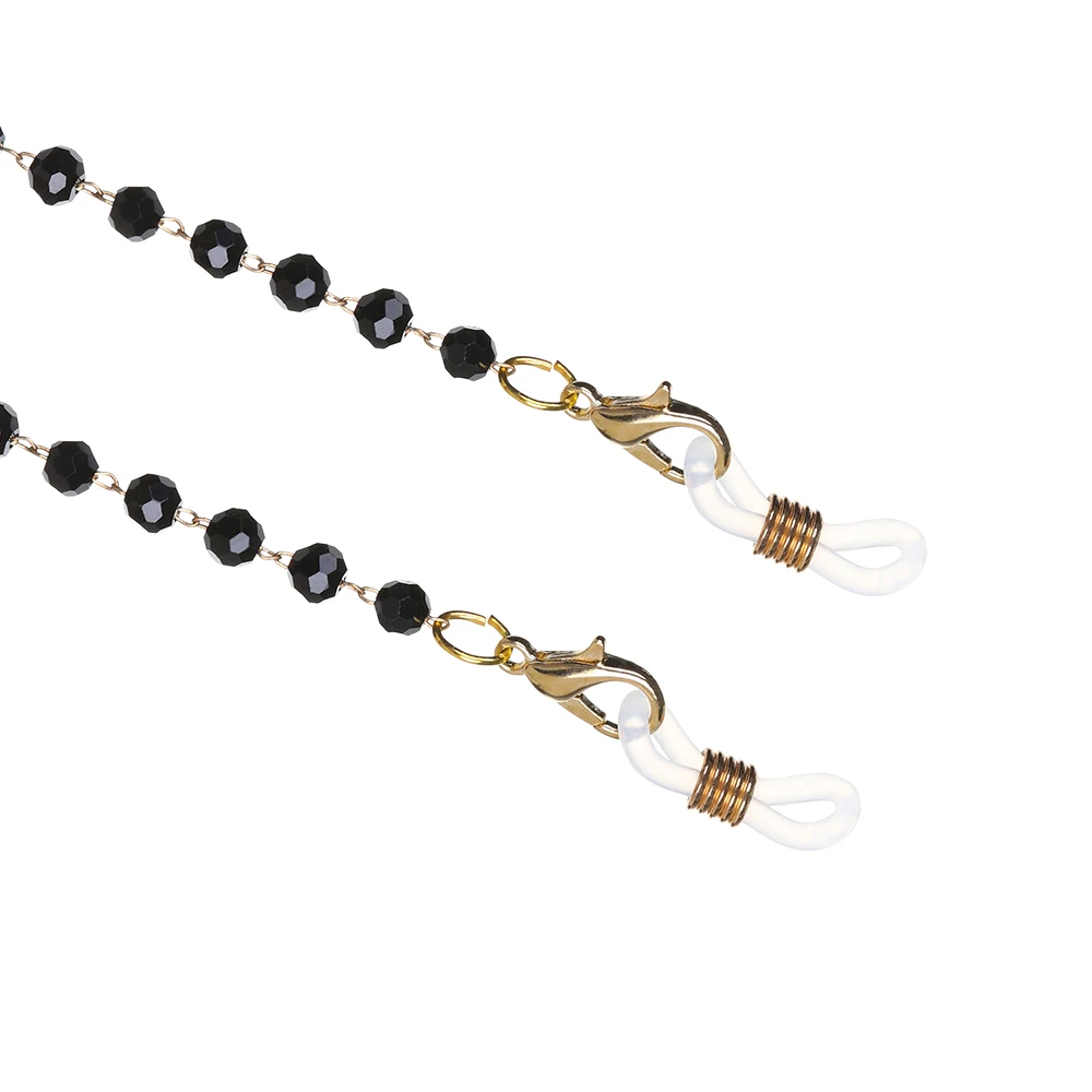 

Fashion Acrylic Crystal Glasses Neck Strap Chain Acrylic Crystal Black Beads Eyeglasses Necklace Metal Sunglasses Cord Lanyard