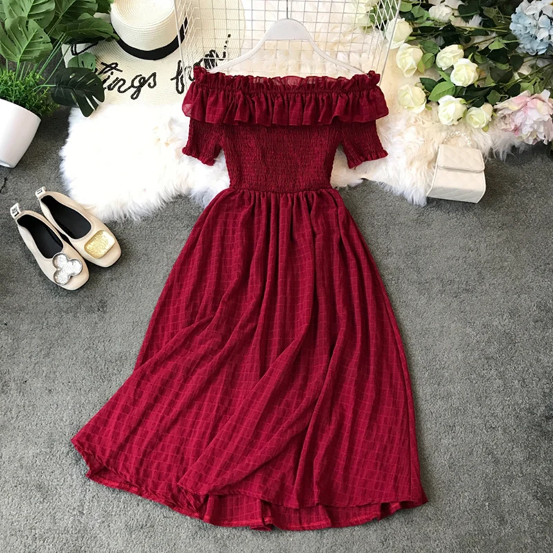 Женское платье с открытыми плечами FMFSSOM новинка 2020 летние женские платья средней