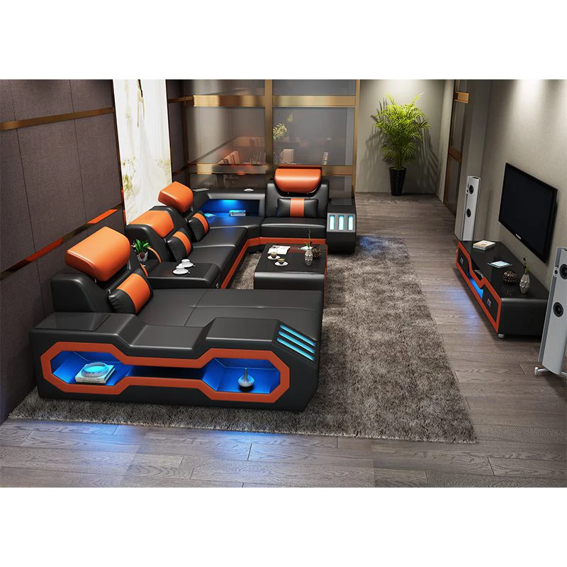 Мебель для гостиной светодиодсветильник очень большой секционный кожаный диван