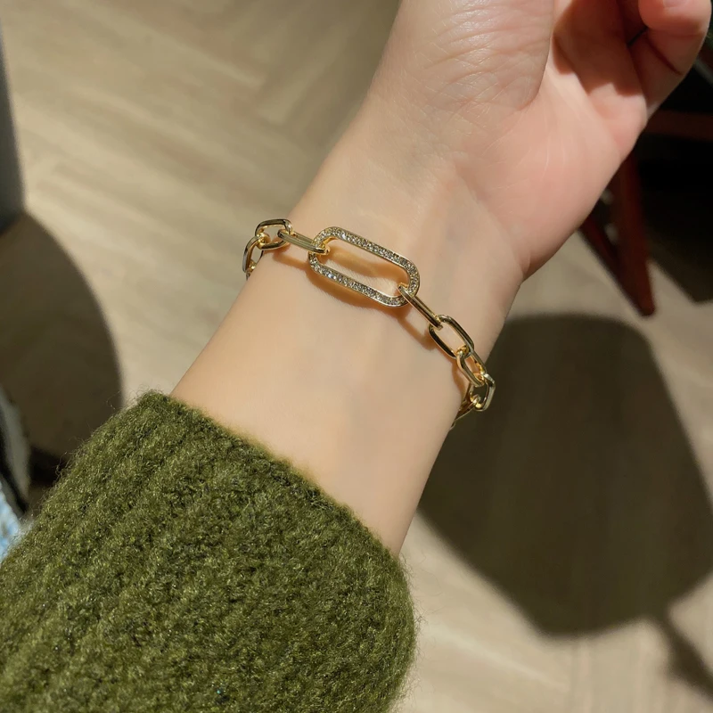 

Trendy Jewelry Bracelet Simply Deisgn Hot Selling High Quality Crystal Metal Chain Bracelet For Women Girl Gifts