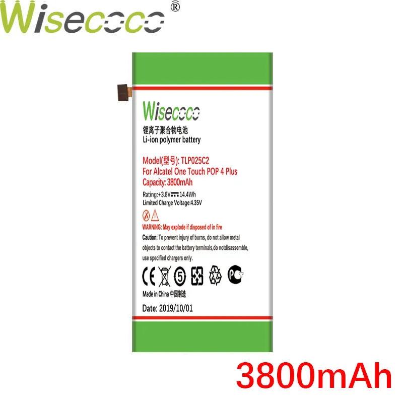Wisecoco 3800 мАч TLP025C1 TLP025C2 батарея для Alcatel One Touch POP 4 Plus 4+ 5056D 5056A 5056N 5056O 5056 Вт телефон+ код отслеживания