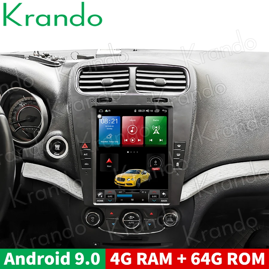 Автомобильный мультимедийный плеер Krando 10 4 дюйма в стиле Tesla Android 9 0 ГБ 64 для Fiat