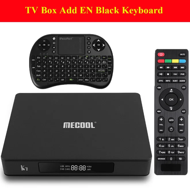 add EN Black ТВ-приставка MECOOL K7 DVB-S2-T2 TC Android 9,0 4 Гб LPDDR4 64 Гб Amlogic S905X2 2,4 ГГц+ 5 ГГц WiFi 1000 Мбит/с Bluetooth 4,1 HDR10 4K - Цвет: add EN Black