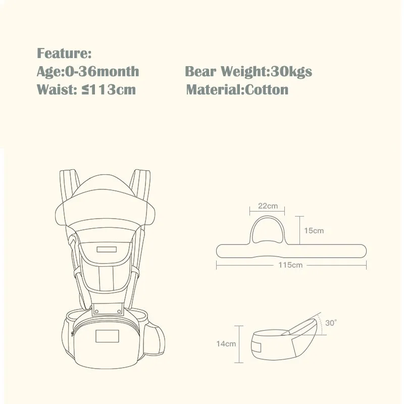 Portabeb&eacute;s ergon&oacute;mico transpirable, portabeb&eacute;s port&aacute;til, canguro, asiento de beb&eacute;, eslinga para beb&eacute; de 0 a 36 meses-5