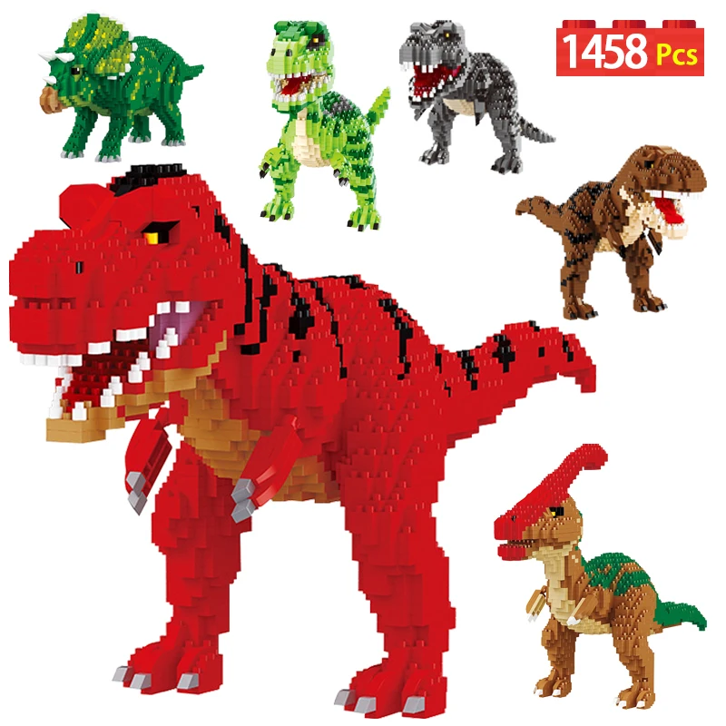 

Mini City Jurassic World Park Dinosaur Velociraptor Model Building Blocks Triceratops Tyrannosaurus Rex Bricks Toys For Children