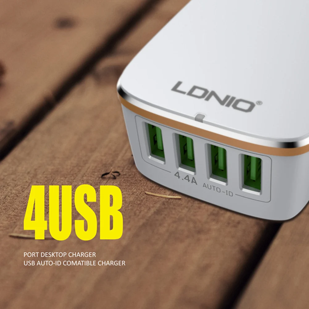 Новое поступление LDNIO A4404 портативный домашний дорожный 4 usb порта 4.4A настенное зарядное устройство адаптер питания