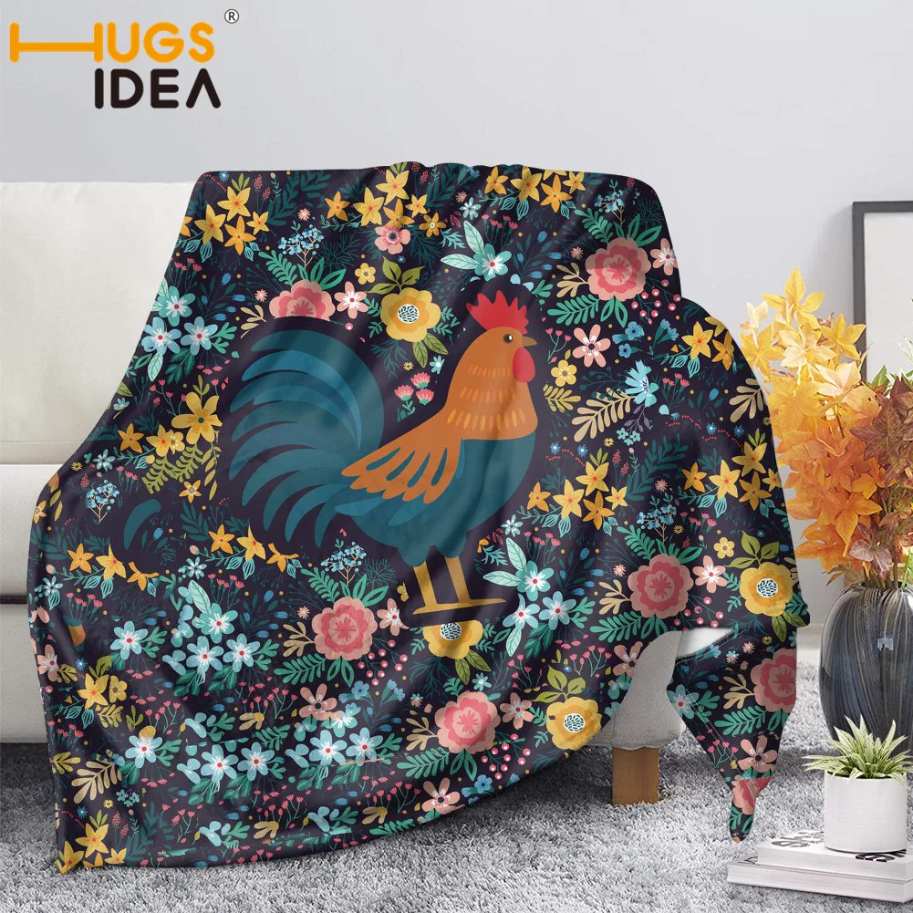

Детское и женское Флисовое одеяло HUGSIDEA, с принтом в виде цветочной фермы, курицы, на весну/зиму