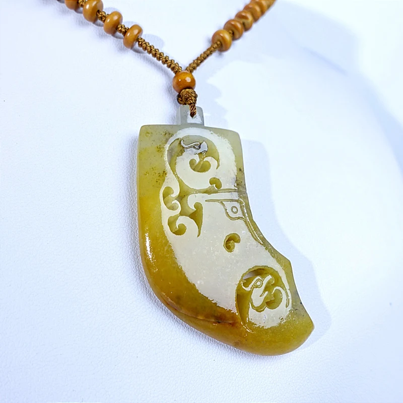 

Hetian Jade Dragon Phoenix Pendant Necklace Male Natural Yellow Flesh Seed Material Handcarved Unique Women ClassicCharm Jewelry