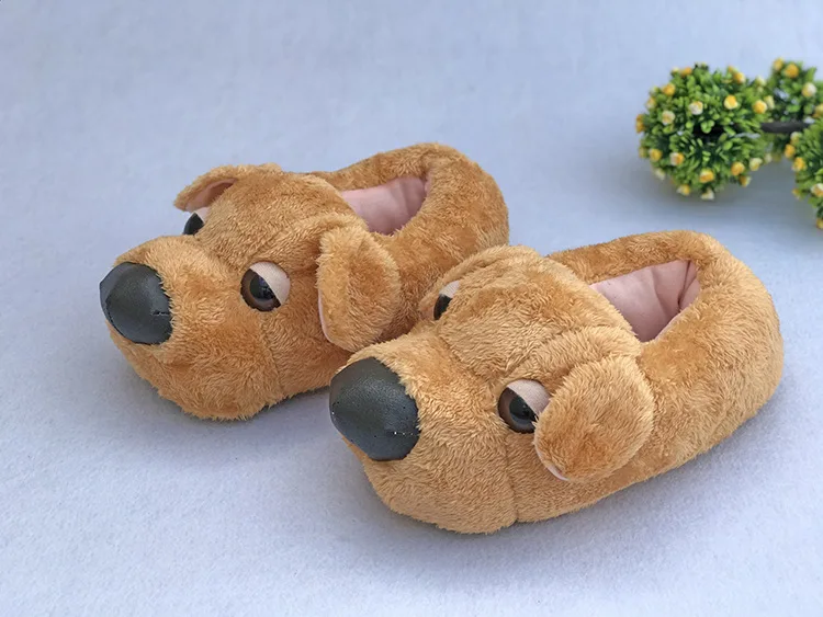 Зимние домашние тапочки унисекс с милым рисунком собаки хлопковая обувь для