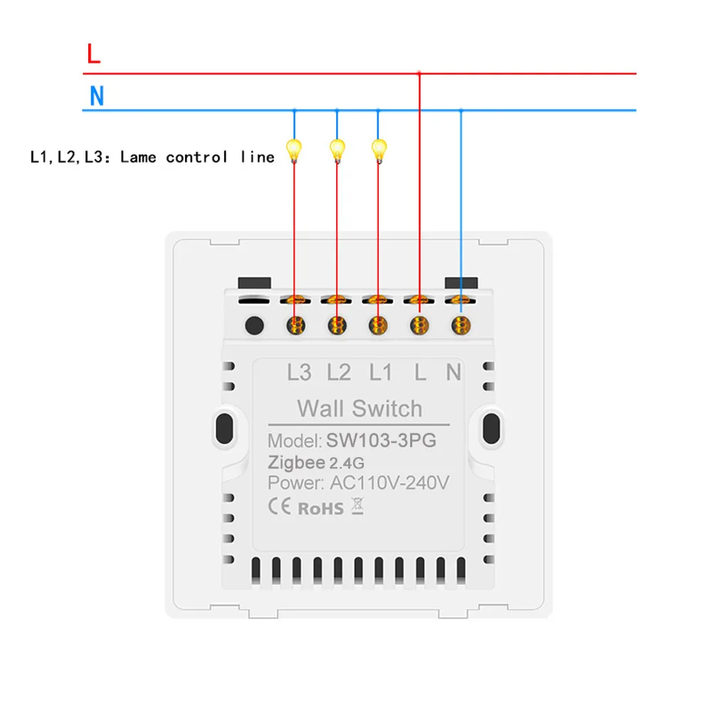 Выключатель сенсорсветильник с поддержкой Alexa и Google Assistant металлической