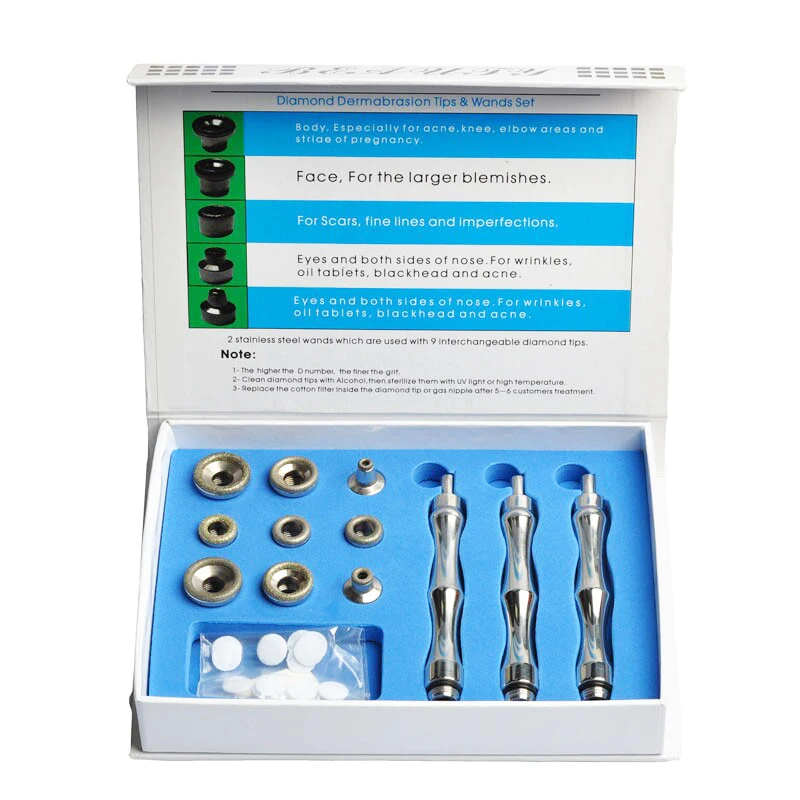 Алмазная микродермабразия Дермабразия 3 палочки 9 наконечников набор фильтров