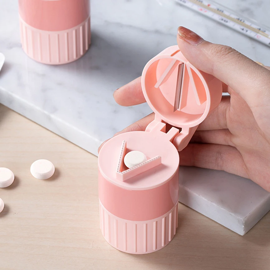 

3In1 Pill Cutter Tablet Separation Mini Pill Splitter Multifunction Travel Pills Box Case Medicine Grinder Storage Organizer Hat