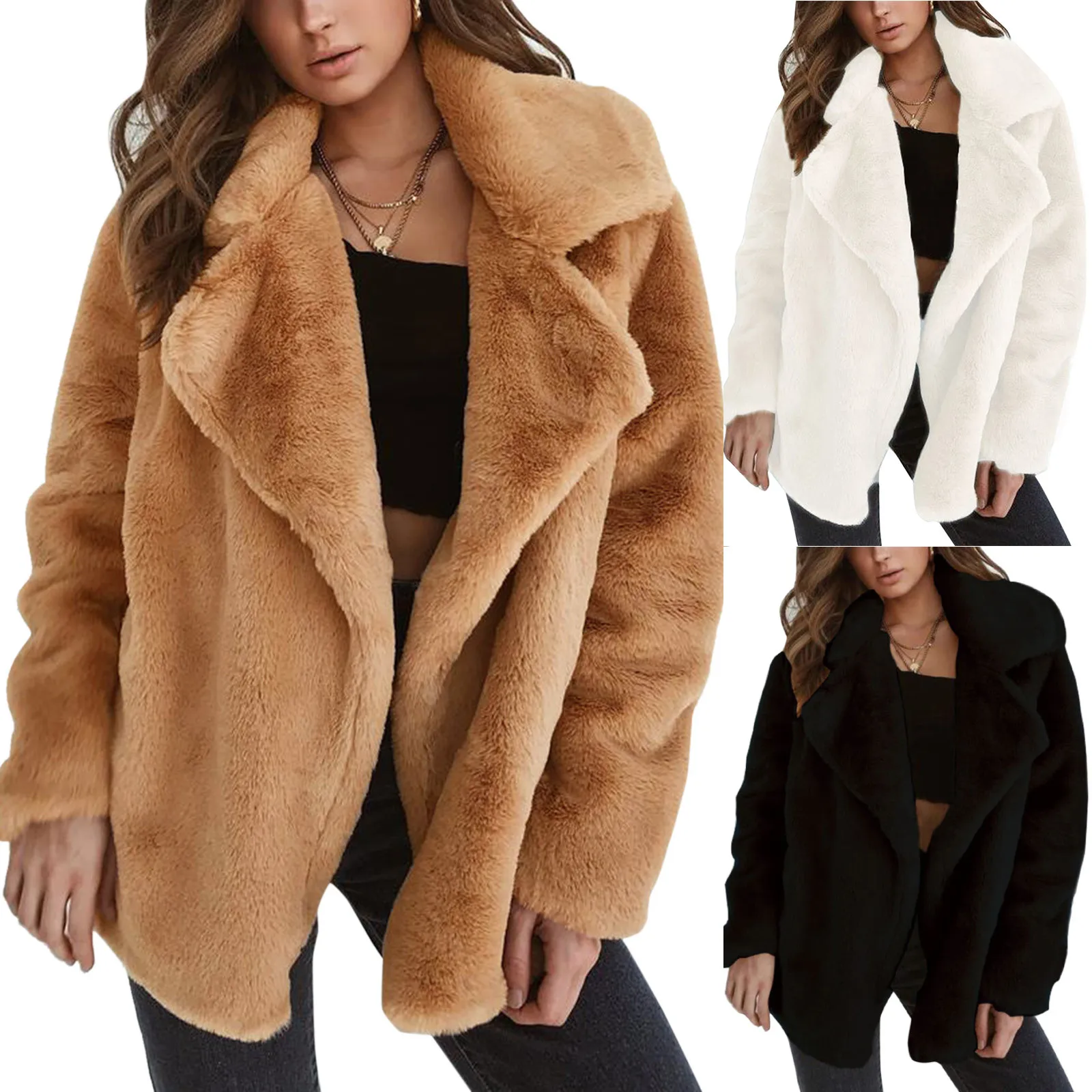 

Winter Women Jacket High Quality Faux Fur Sheepskin Plush Coat For Women Warm Thicken Outerwear Oversize Plush Coats Casaco