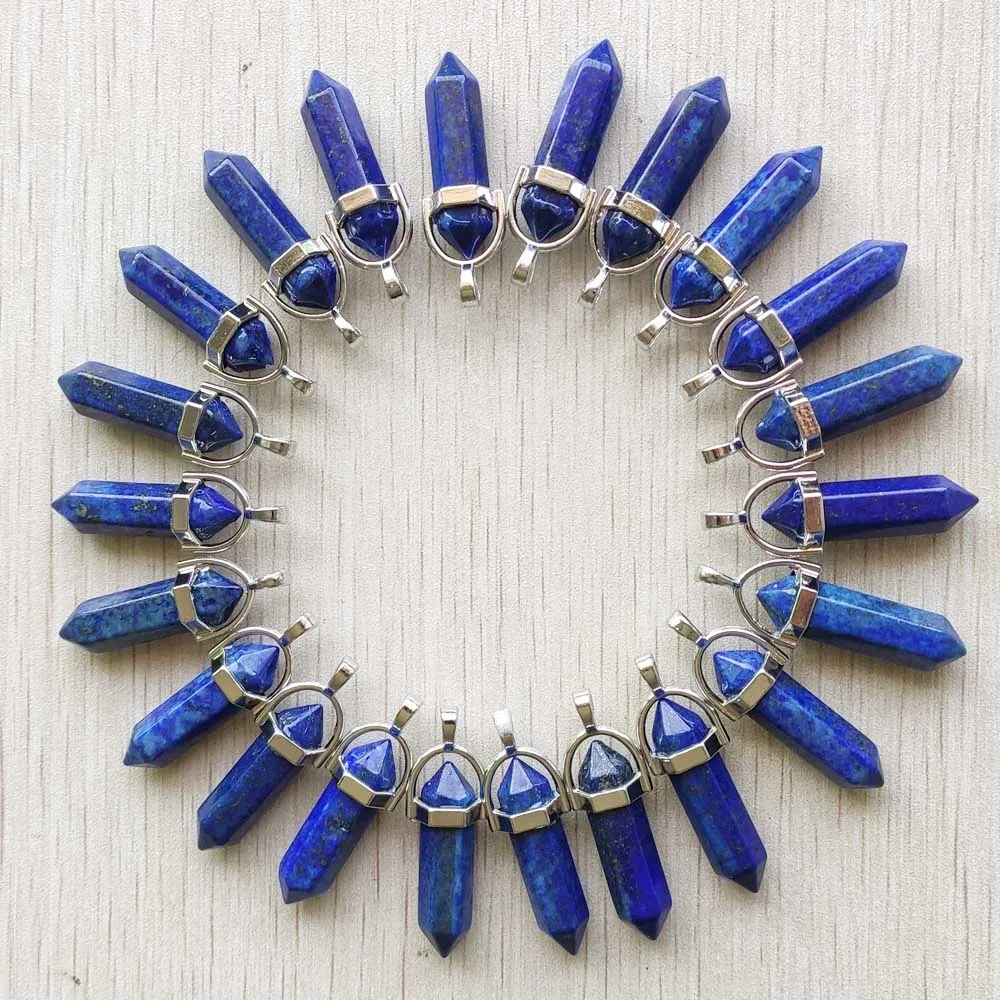 Оптовая продажа модные подвески в форме столба из натурального лазурита 24 шт./лот