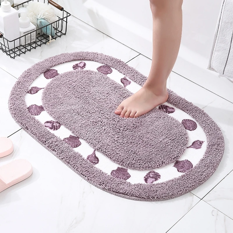 Oval Shape Bathroom Carpet Microfiber Bathtub Side Floor Non-Slip Bath Mats Toilet Rugs Doormat For Shower Tapis Salle De Bain