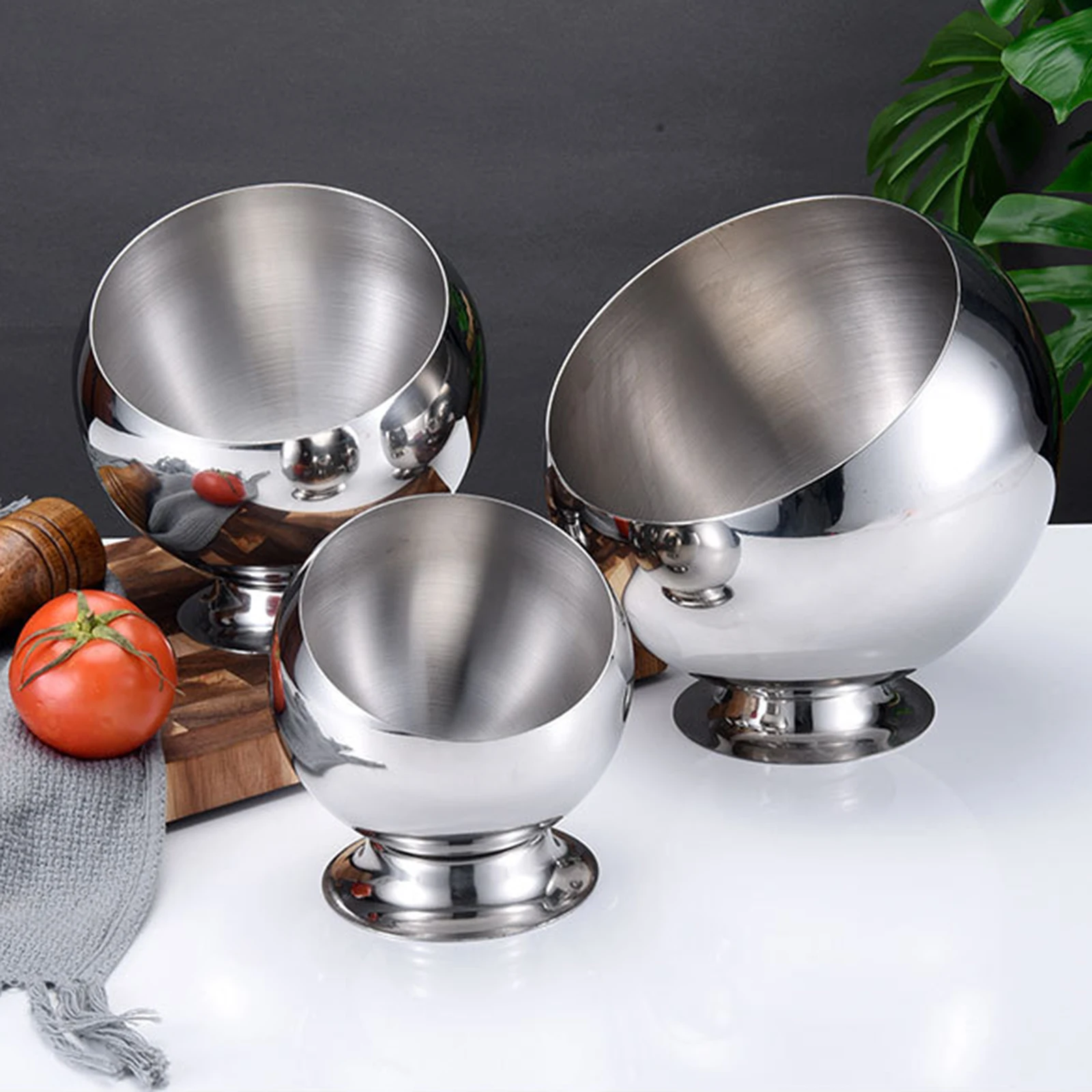 

Multi-Purpose Bowl Stainless Steel Oblique Mouth Bowl vegetable Fruit Salad Container for Kitchen Houshold Use