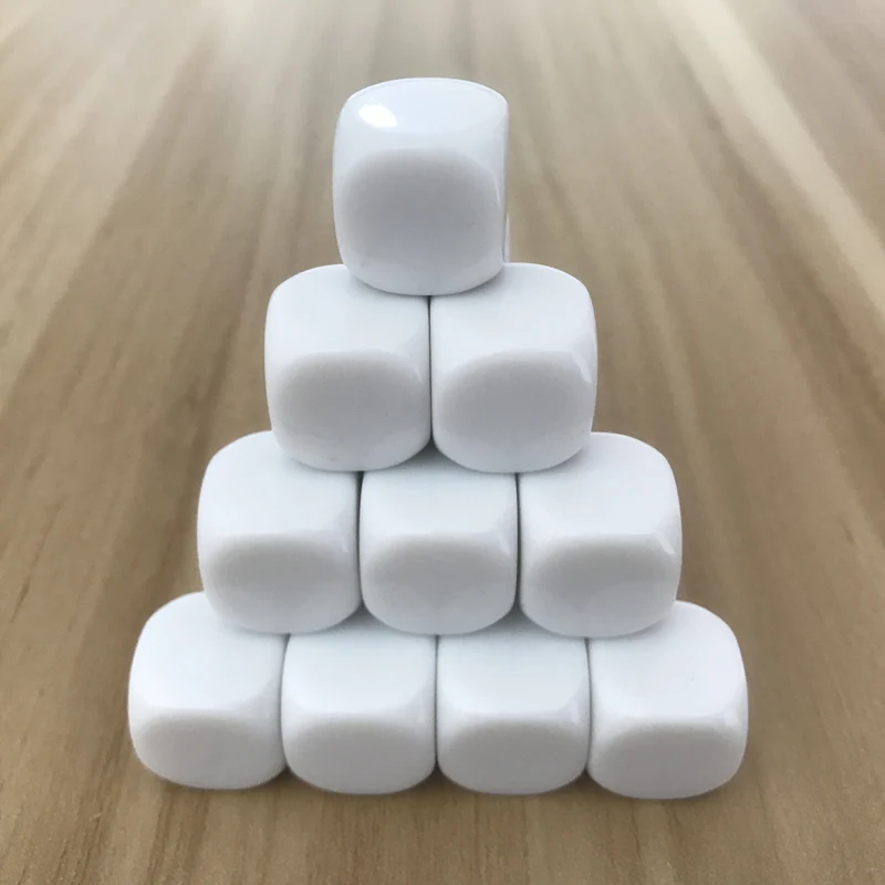 Новые 20 шт./лот 16 мм Пустые игральные кости D6 акриловые белые закругленные