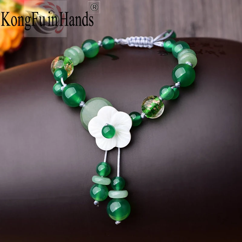 

Женские регулируемые браслеты, браслет ручной работы из зеленых бусин, ретро веревочный браслет, подарок на день Святого Валентина, Классич...