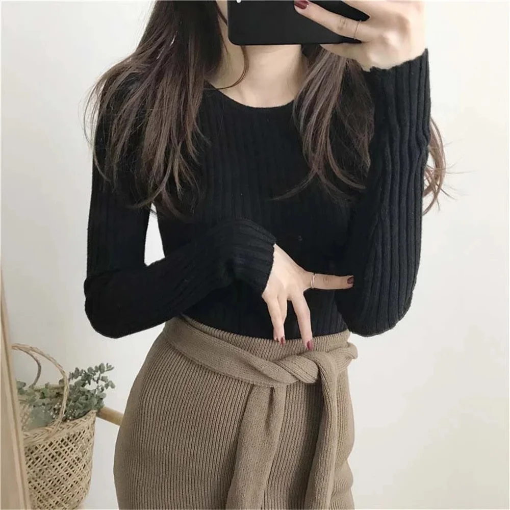 

New Fashion Basic Knitted Sweater Women Autumn Winter Bottoming Sweaters Pullover Lady Casual O-Neck Slim Jumper Dropshipping