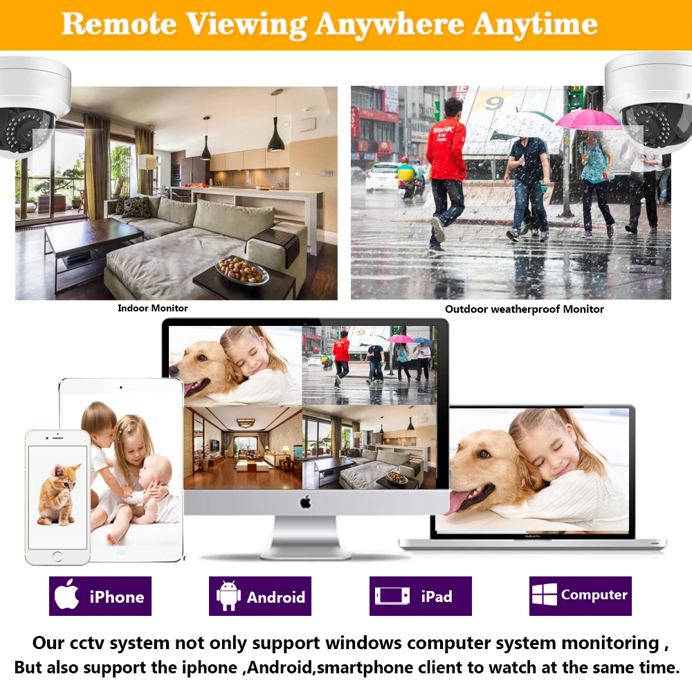 HCVAHDN 8CH POE CCTV система безопасности 5MP HD NVR Открытый Купол IP камера ИК Ночное Видение