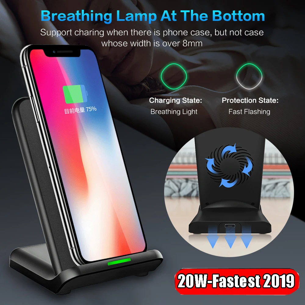 20 Вт Беспроводное зарядное устройство для iPhone11 Pro Max X/XS Max XR samsung S9 Note 9 10 Xiaomi многофункциональная Qi Беспроводная зарядная панель
