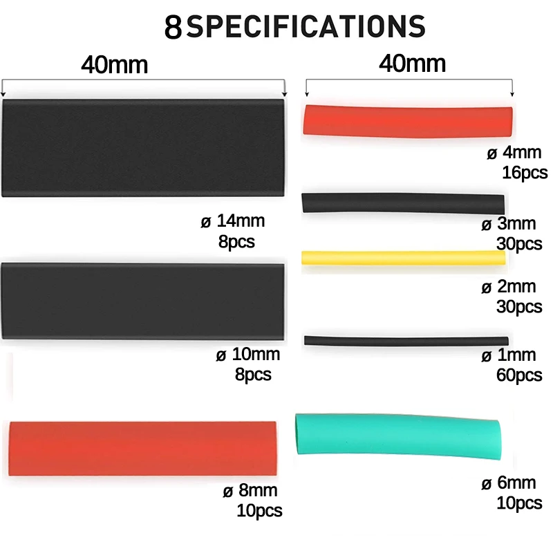 164 шт. полиэтиленовые термоусадочные трубки|Изоляционные материалы и элементы| |