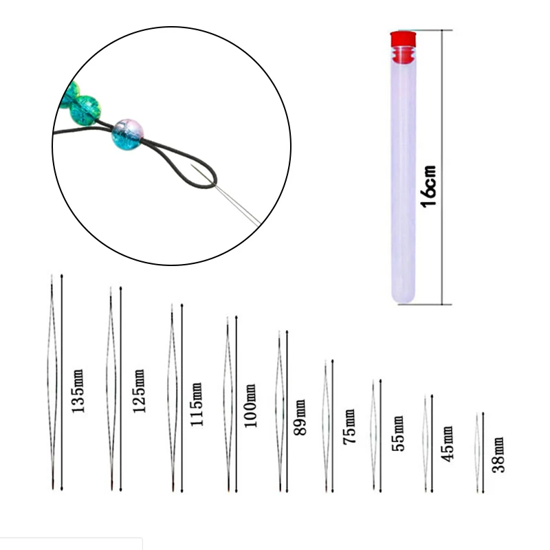 

9Pcs Assorted Size Steel Large Big Eye Collapsible Embroidery Beading Needle Thread Sewing Needles