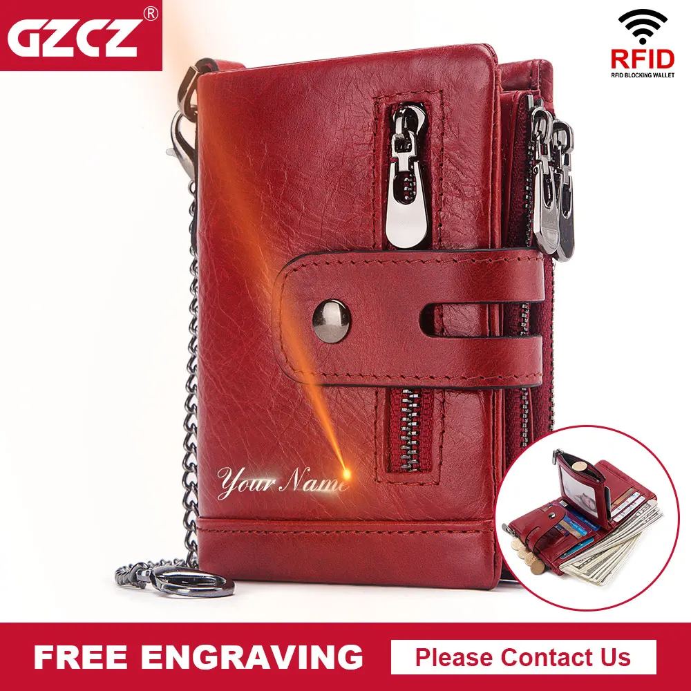 Кошелек GZCZ Rfid из натуральной кожи мужской кошелек с застежкой для монет