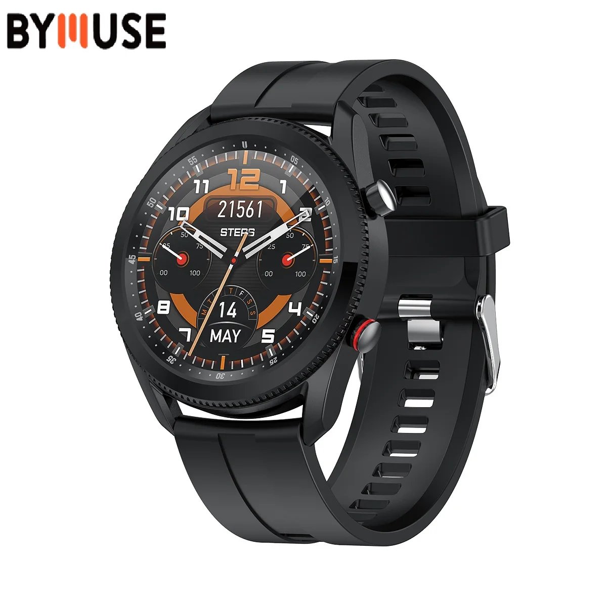 Смарт часы BYMUSE L61 BT мужской циферблат поворот для переключения функций 1 28 дюйма
